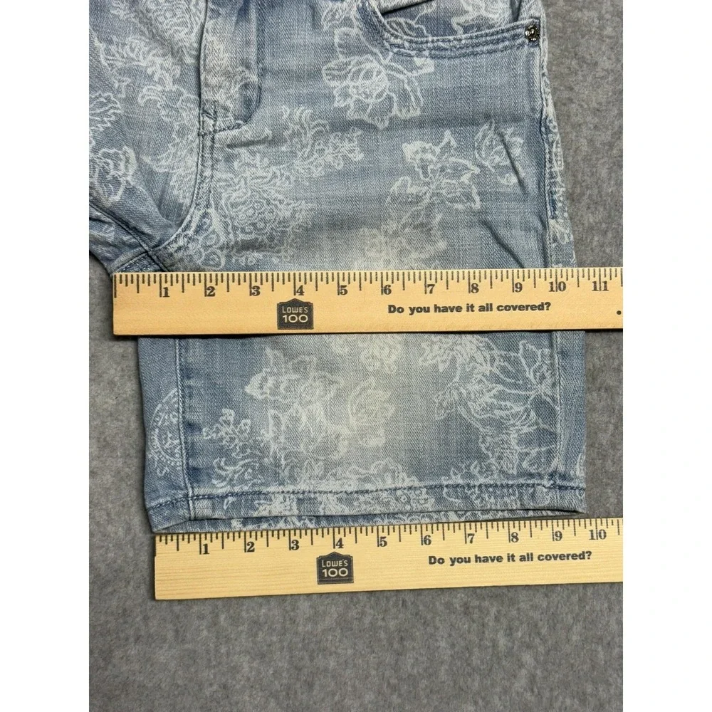 Seven 7 Denim Shorts Womens 4 Light Wash Bermuda Floral Print Stretch Bonnaro‎